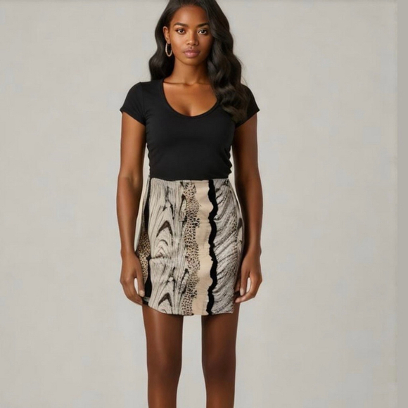 Vintage Dresses & Skirts - CLIO Vintage 80s Animal Print Striped Wrap Pencil Skirt SZ 12